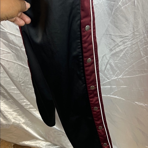 Black and Burgundy Men's Track Pants - Picture 4 of 4